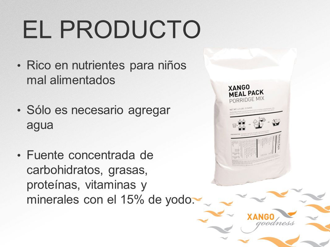 EL PRODUCTO Rico en nutrientes para niños mal alimentados