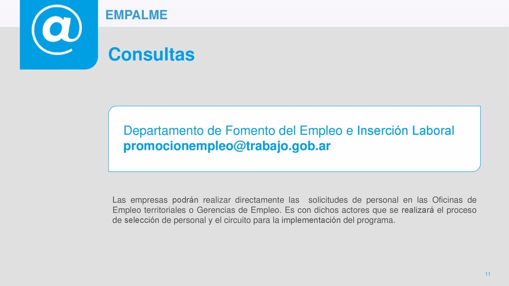 Consultas Departamento de Fomento del Empleo e Inserción Laboral
