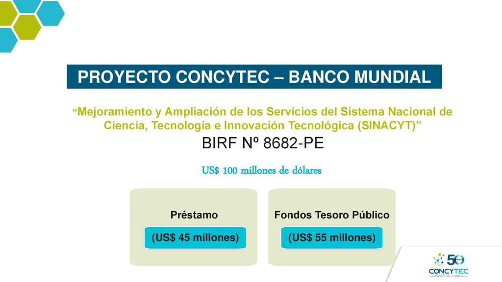 PROYECTO CONCYTEC – BANCO MUNDIAL US$ 100 millones de dólares