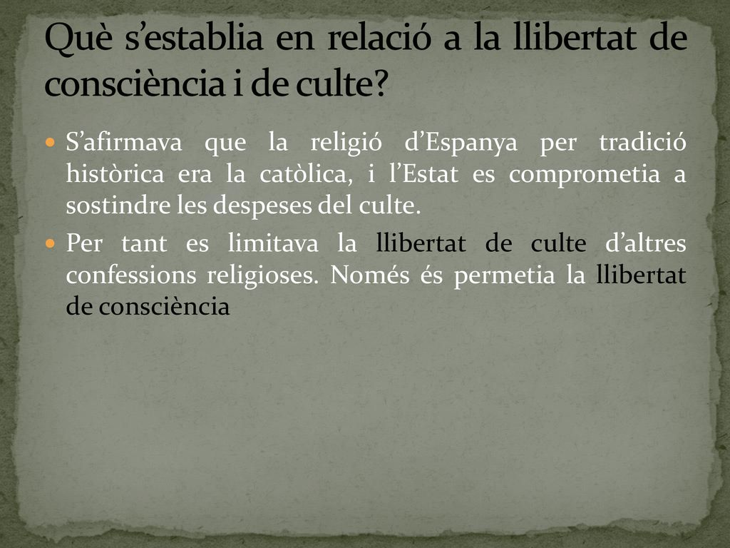 Què s’establia en relació a la llibertat de consciència i de culte