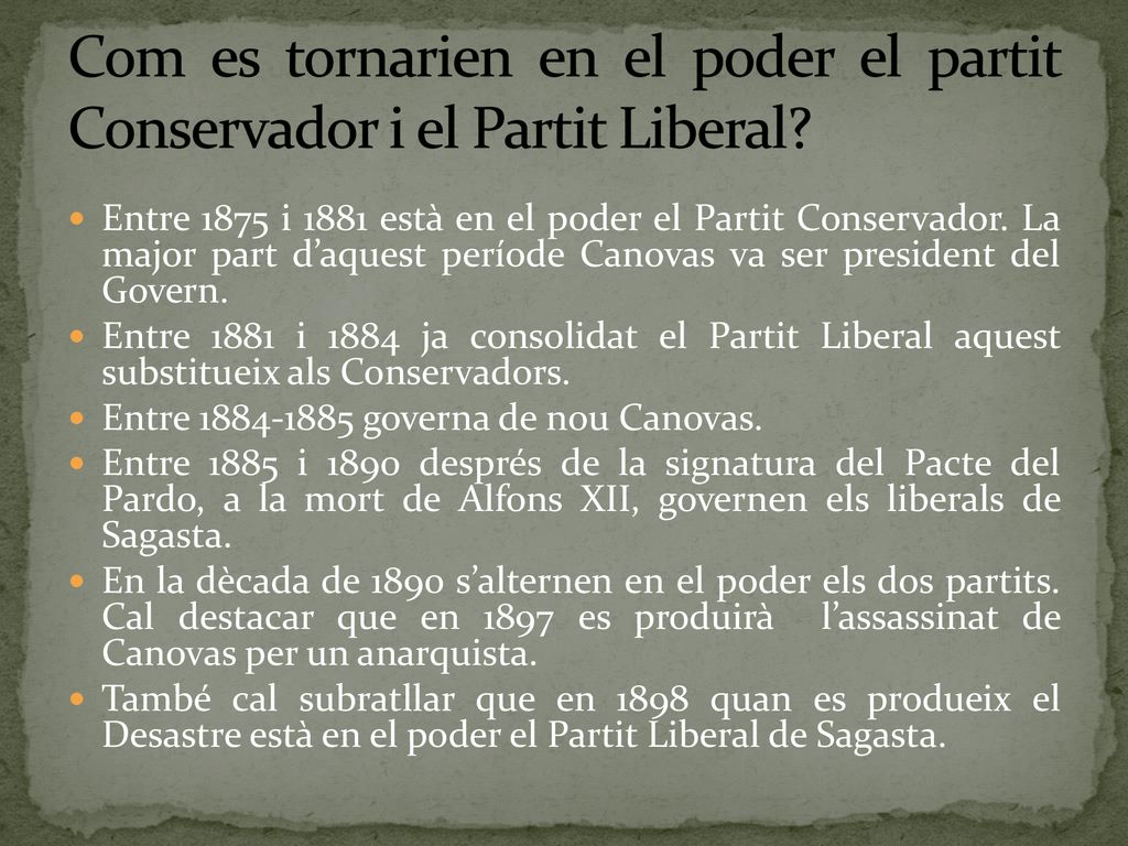 Com es tornarien en el poder el partit Conservador i el Partit Liberal