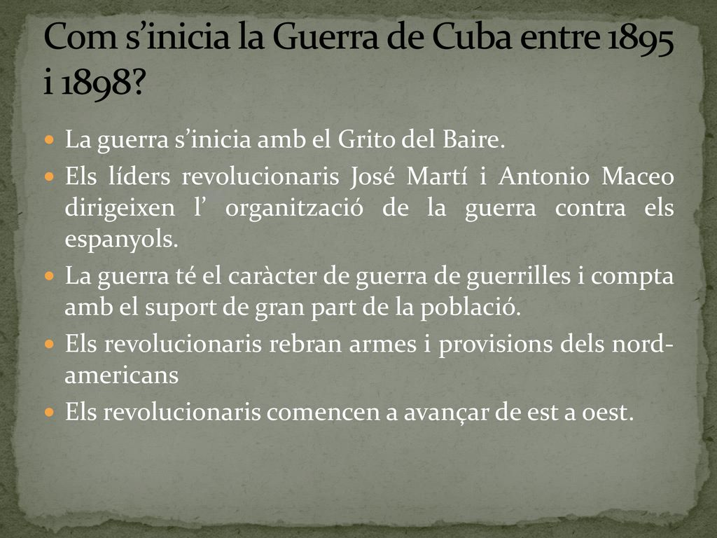 Com s’inicia la Guerra de Cuba entre 1895 i 1898
