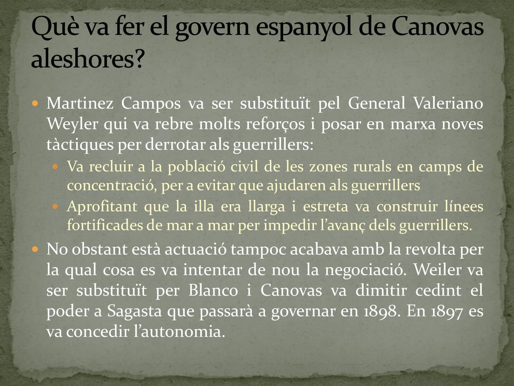 Què va fer el govern espanyol de Canovas aleshores