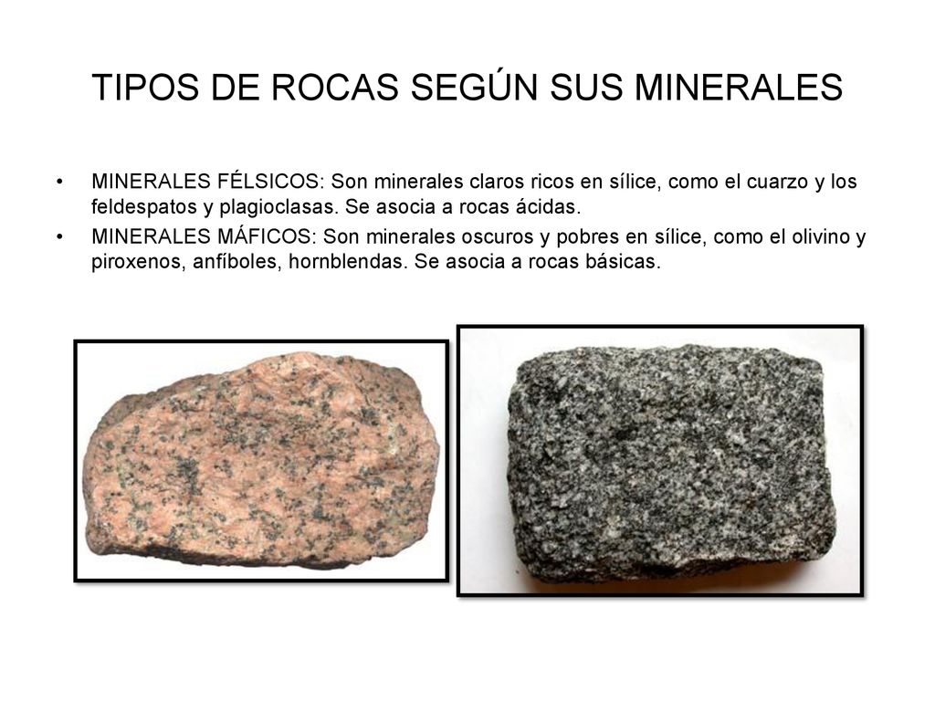 TIPOS DE ROCAS SEGÚN SUS MINERALES