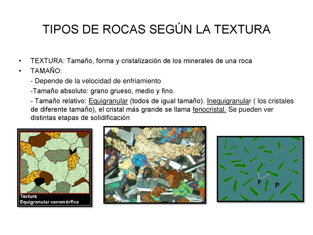 TIPOS DE ROCAS SEGÚN LA TEXTURA