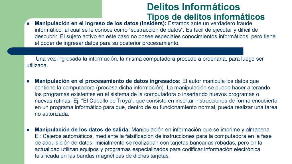 Delitos Informáticos Tipos de delitos informáticos