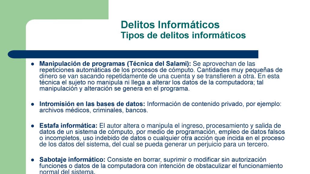 Delitos Informáticos Tipos de delitos informáticos