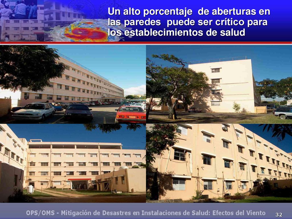 Un alto porcentaje de aberturas en las paredes puede ser crítico para los establecimientos de salud