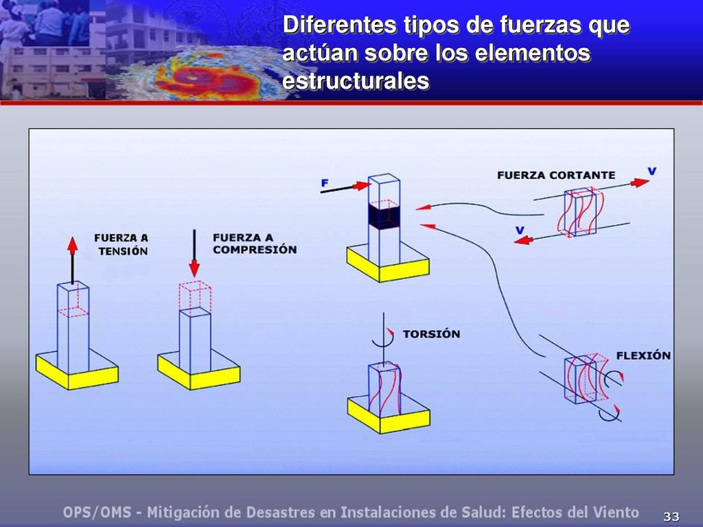 Diferentes tipos de fuerzas que actúan sobre los elementos estructurales