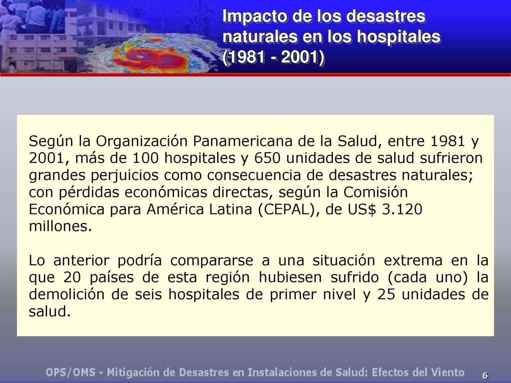 Impacto de los desastres naturales en los hospitales ( )