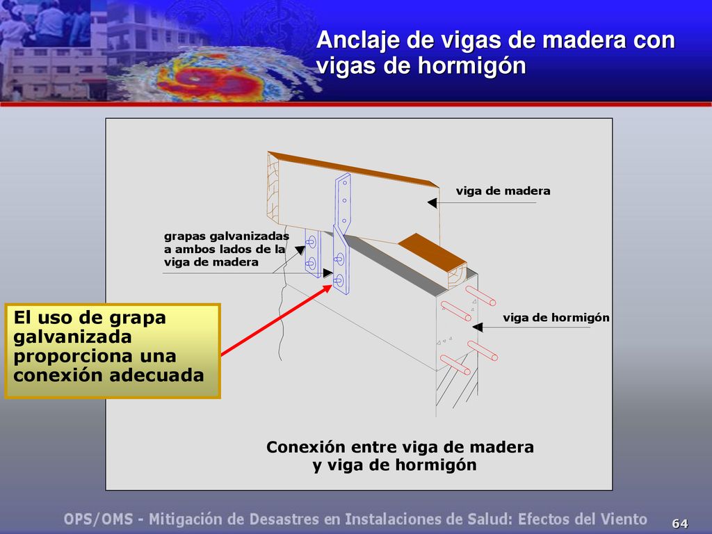 Anclaje de vigas de madera con vigas de hormigón