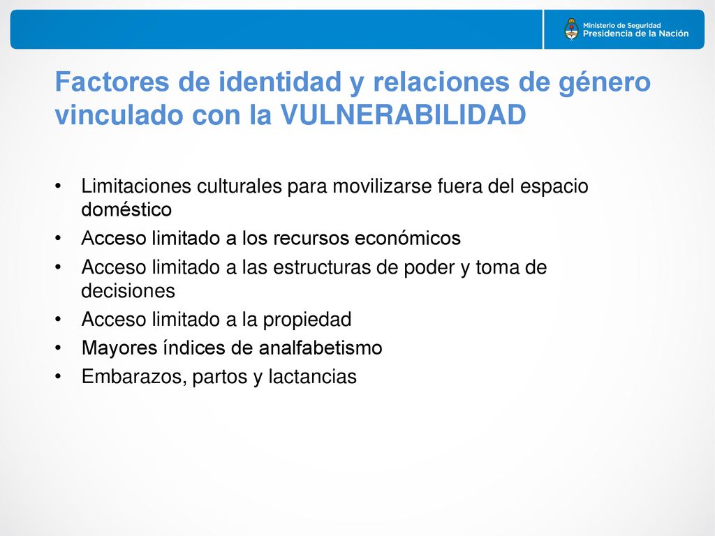 Factores de identidad y relaciones de género vinculado con la VULNERABILIDAD