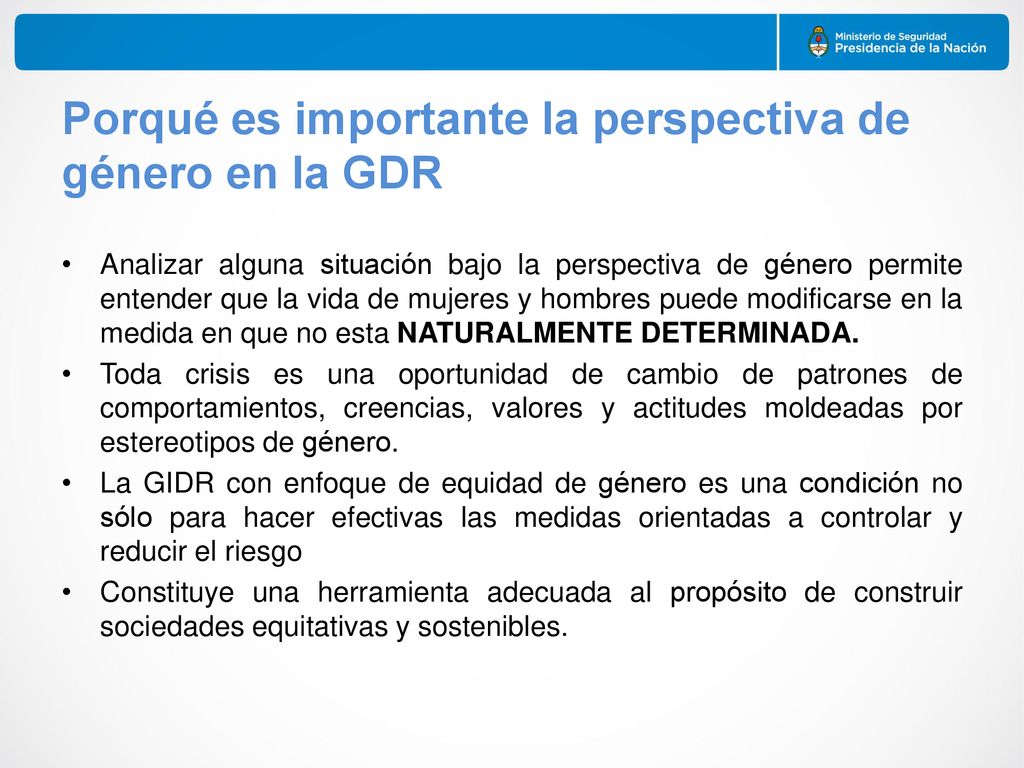 Porqué es importante la perspectiva de género en la GDR