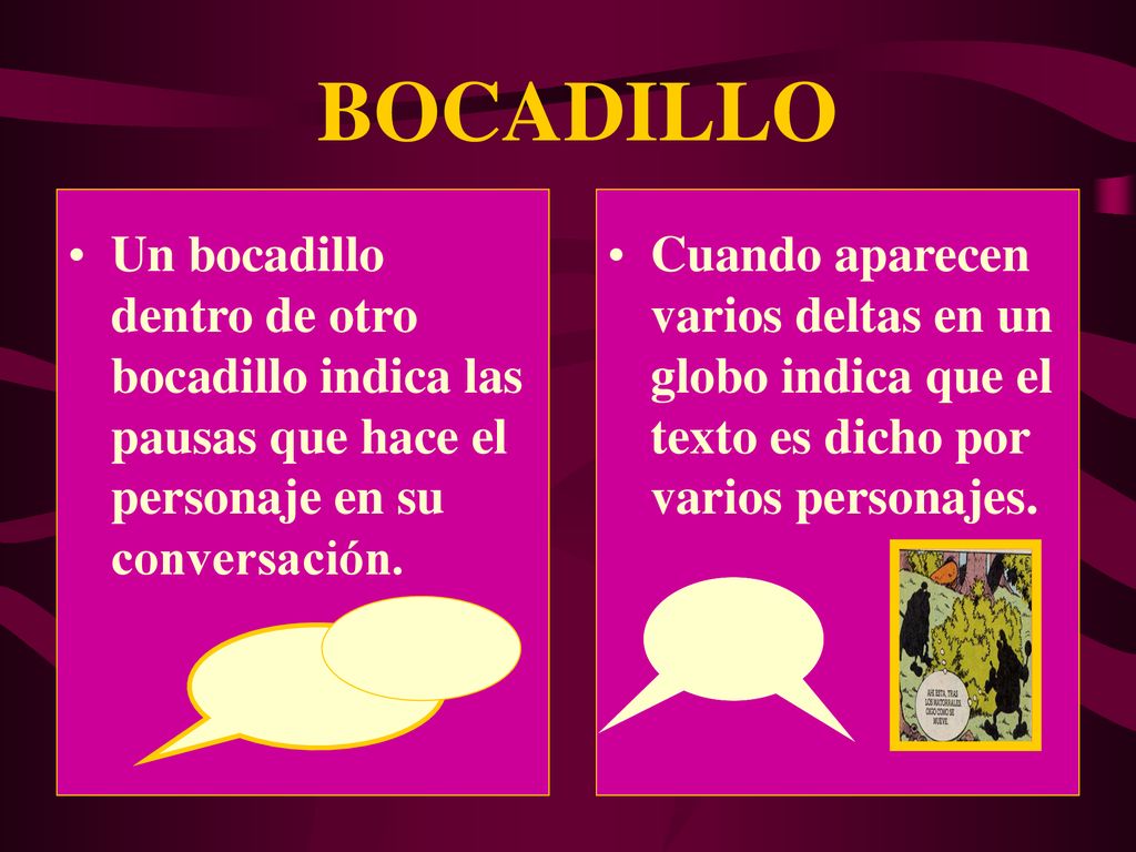 BOCADILLO Un bocadillo dentro de otro bocadillo indica las pausas que hace el personaje en su conversación.
