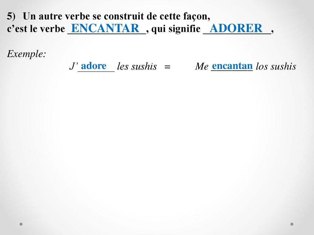 ENCANTAR ADORER Un autre verbe se construit de cette façon,