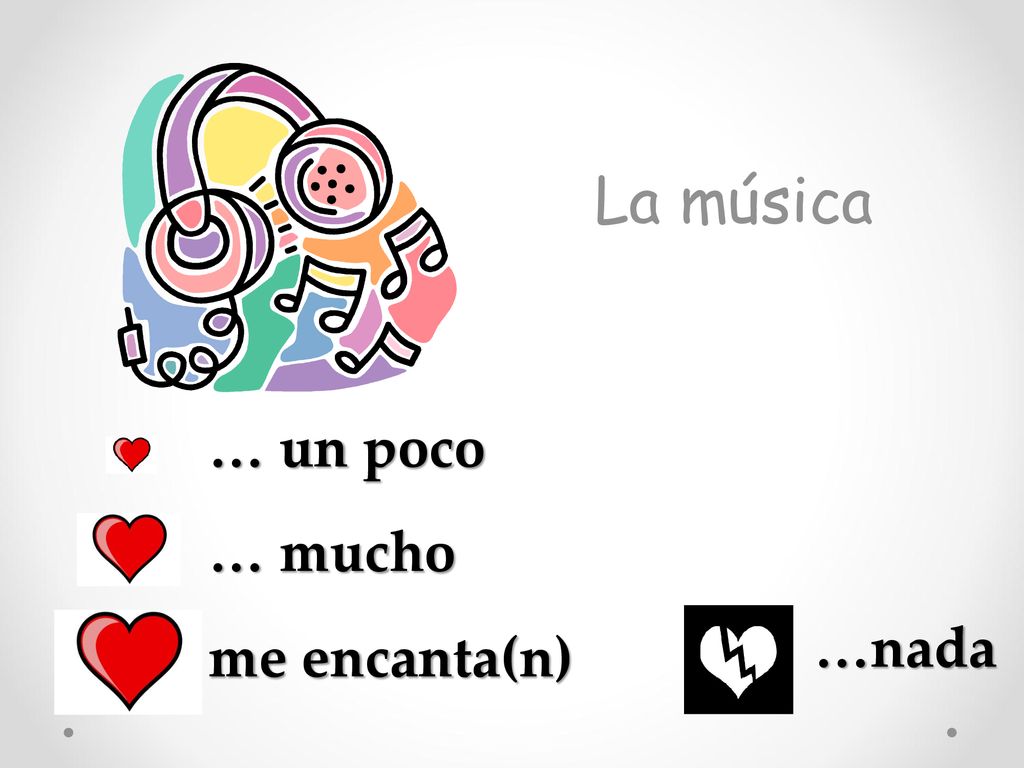 La música … un poco … mucho …nada me encanta(n)