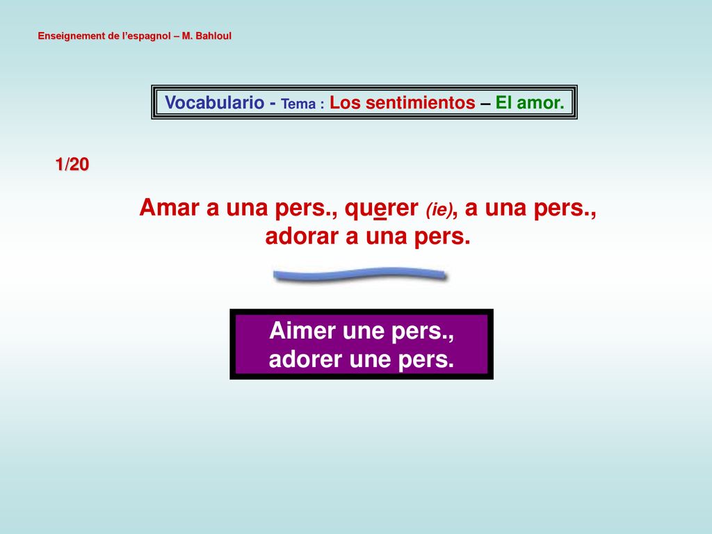 Amar a una pers., querer (ie), a una pers., adorar a una pers.