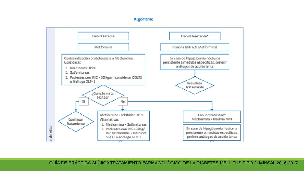 GUÍA DE PRÁCTICA CLÍNICA TRATAMIENTO FARMACOLÓGICO DE LA DIABETES MELLITUS TIPO 2: MINSAL