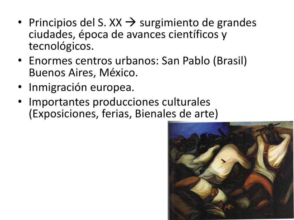 Principios del S. XX  surgimiento de grandes ciudades, época de avances científicos y tecnológicos.