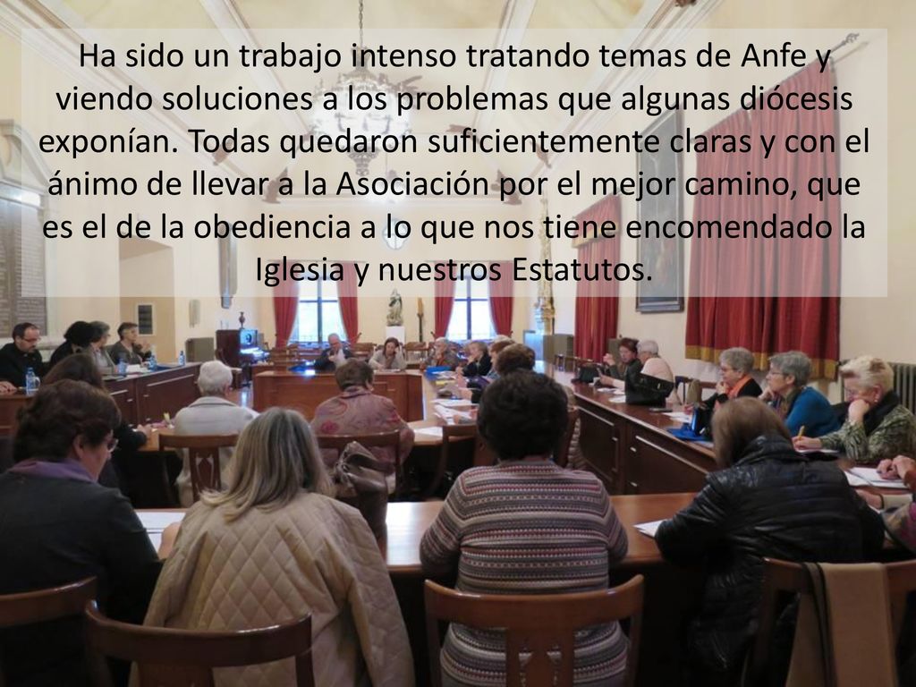 Ha sido un trabajo intenso tratando temas de Anfe y viendo soluciones a los problemas que algunas diócesis exponían.