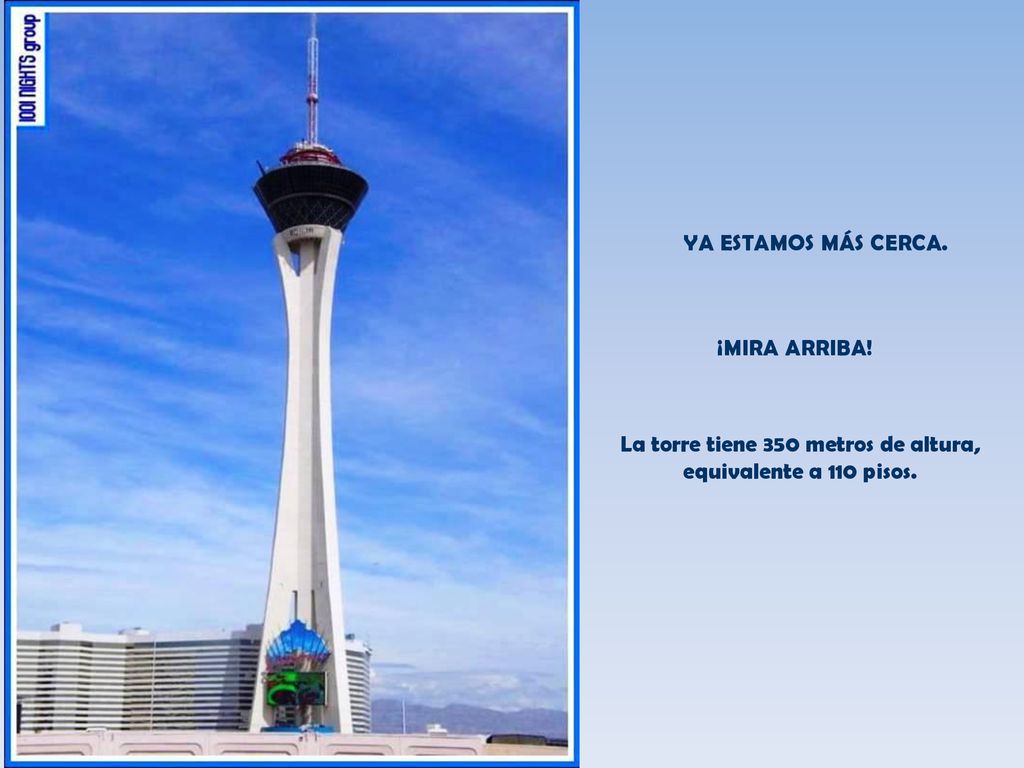 La torre tiene 350 metros de altura, equivalente a 110 pisos.