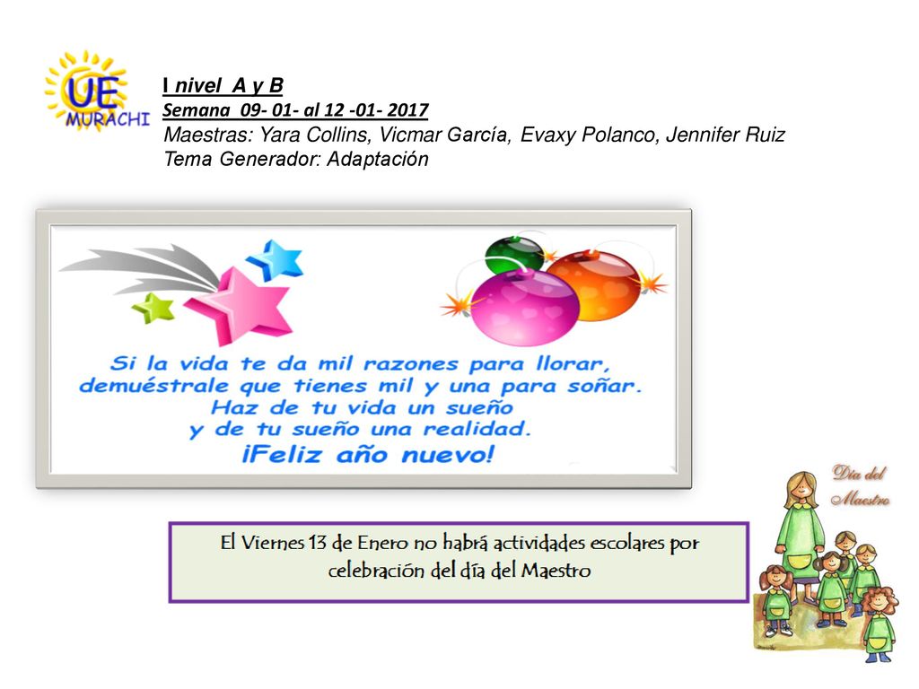 I nivel A y B Semana al Maestras: Yara Collins, Vicmar García, Evaxy Polanco, Jennifer Ruiz.