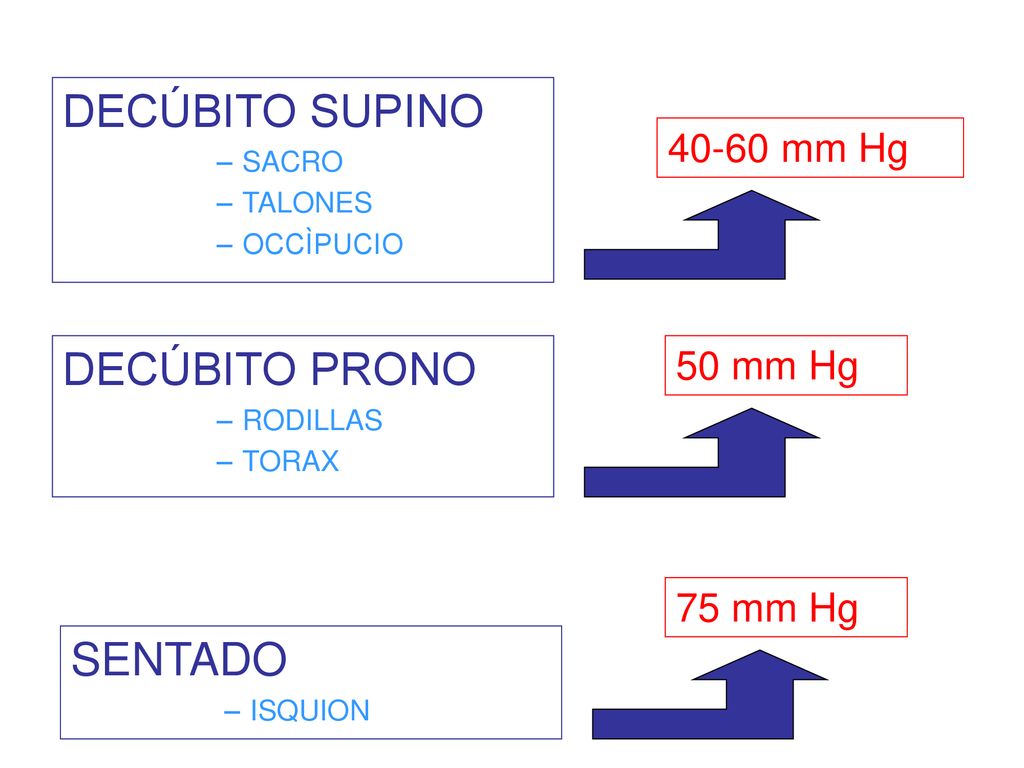 DECÚBITO SUPINO DECÚBITO PRONO SENTADO mm Hg 50 mm Hg 75 mm Hg