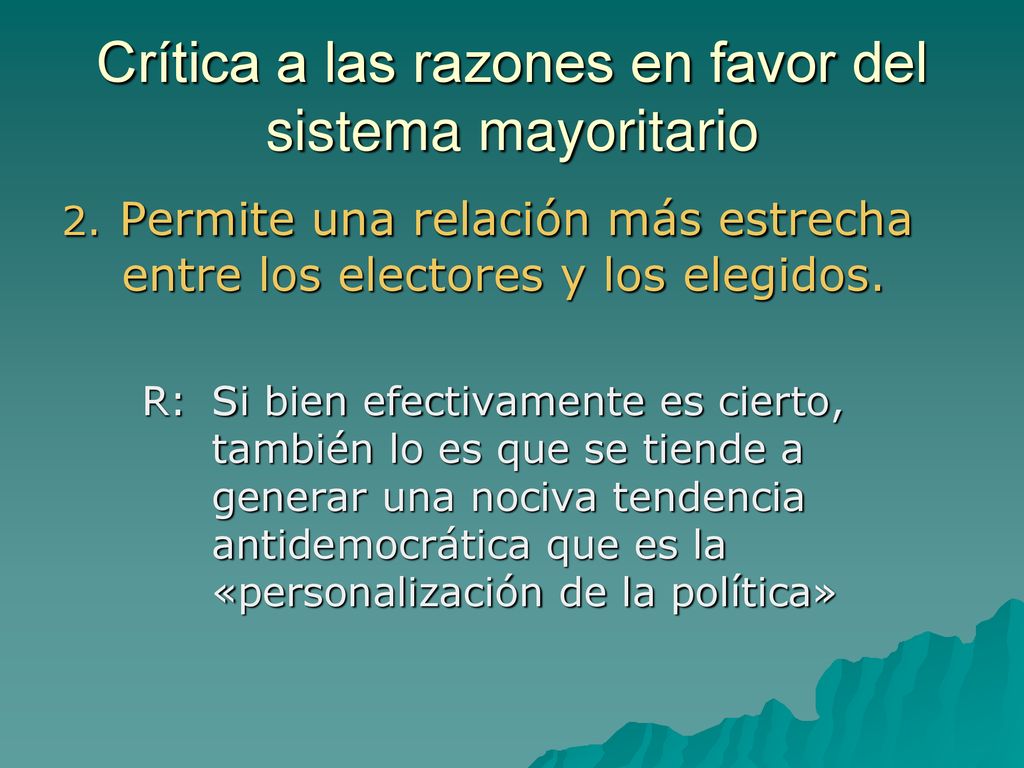 Crítica a las razones en favor del sistema mayoritario