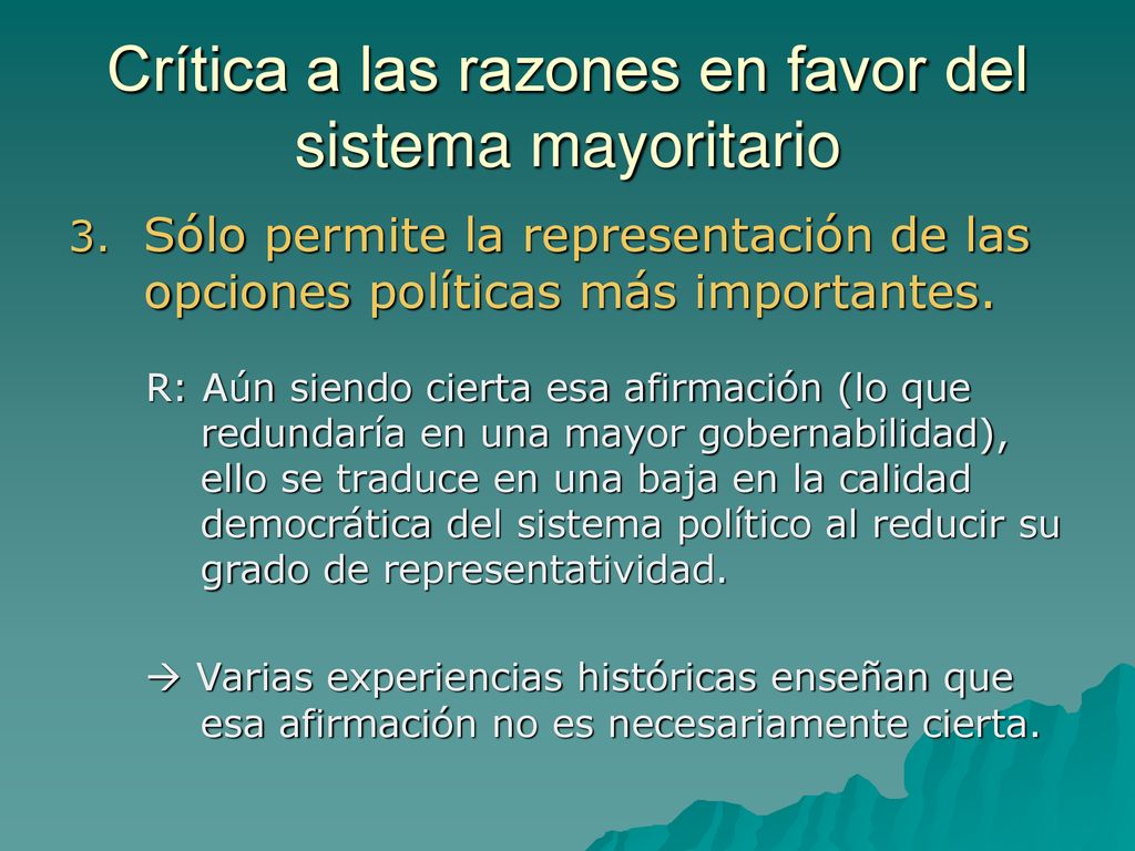 Crítica a las razones en favor del sistema mayoritario