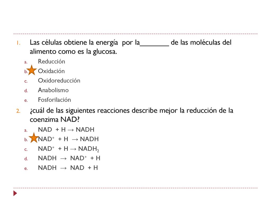 Las células obtiene la energía por la_______ de las moléculas del alimento como es la glucosa.
