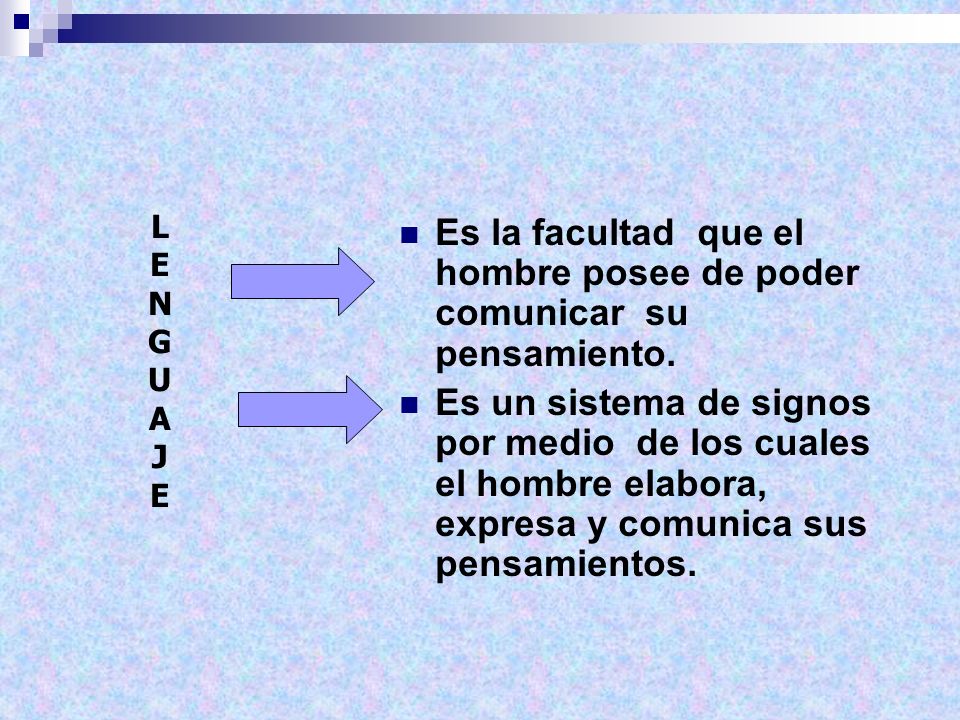 Es la facultad que el hombre posee de poder comunicar su pensamiento.