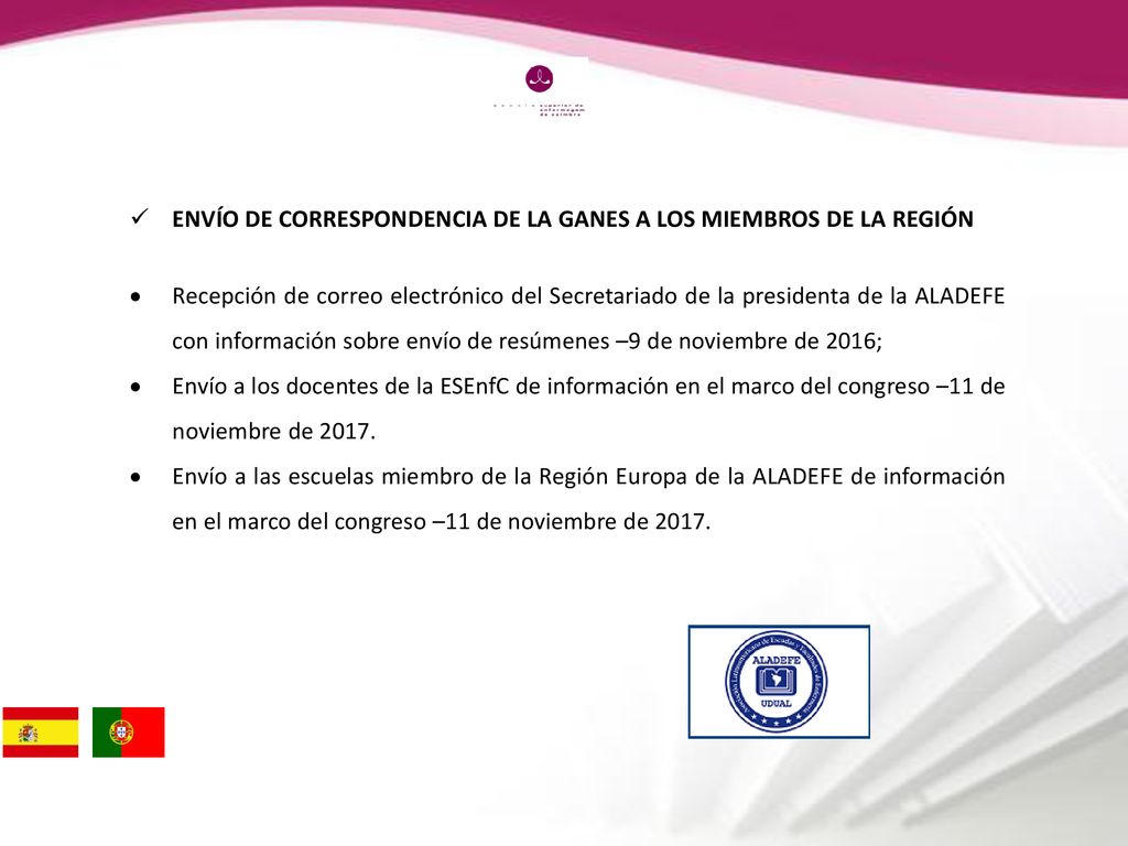ENVÍO DE CORRESPONDENCIA DE LA GANES A LOS MIEMBROS DE LA REGIÓN