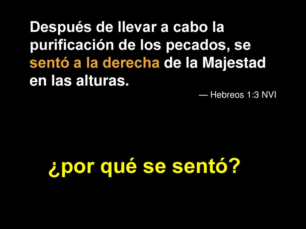 Después de llevar a cabo la purificación de los pecados, se sentó a la derecha de la Majestad en las alturas.