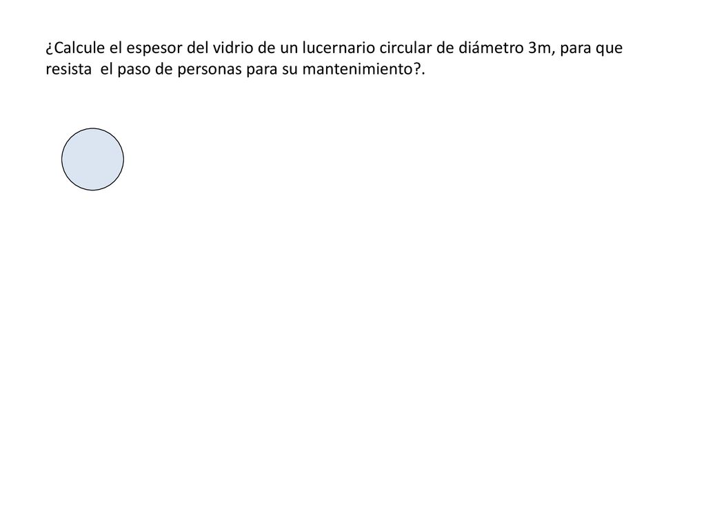 ¿Calcule el espesor del vidrio de un lucernario circular de diámetro 3m, para que resista el paso de personas para su mantenimiento .
