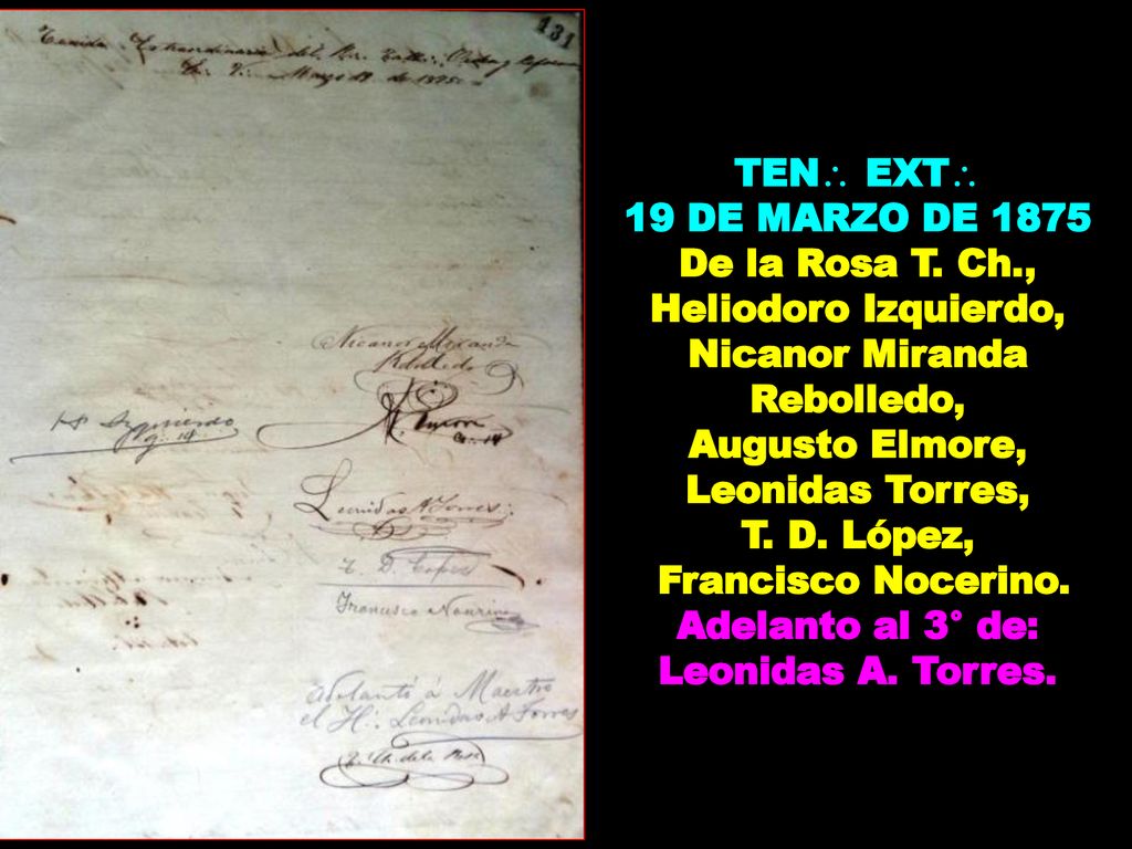 19 DE MARZO DE 1875 De la Rosa T. Ch.,