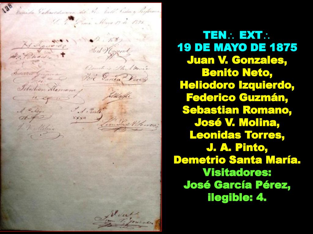 19 DE MAYO DE 1875 Juan V. Gonzales, Benito Neto,