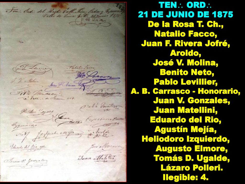 Juan F. Rivera Jofré, Aroldo, José V. Molina, Benito Neto,