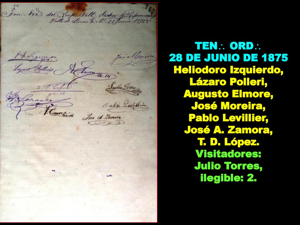 28 DE JUNIO DE 1875 Heliodoro Izquierdo, Lázaro Polleri,