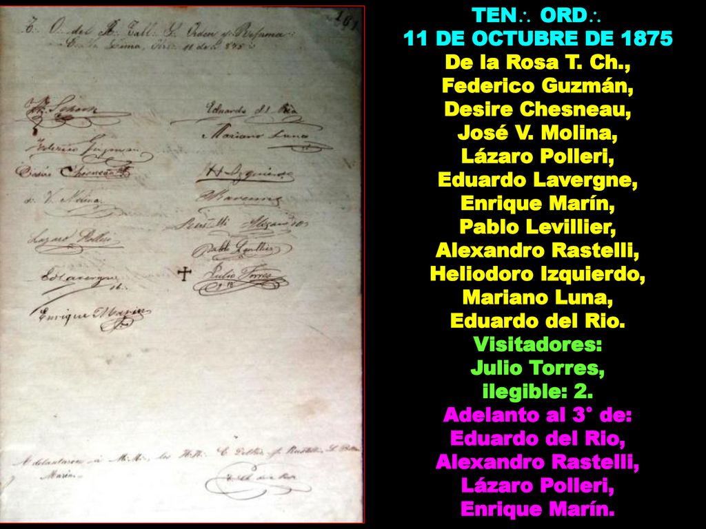 TEN ORD 11 DE OCTUBRE DE De la Rosa T. Ch., Federico Guzmán, Desire Chesneau, José V. Molina,