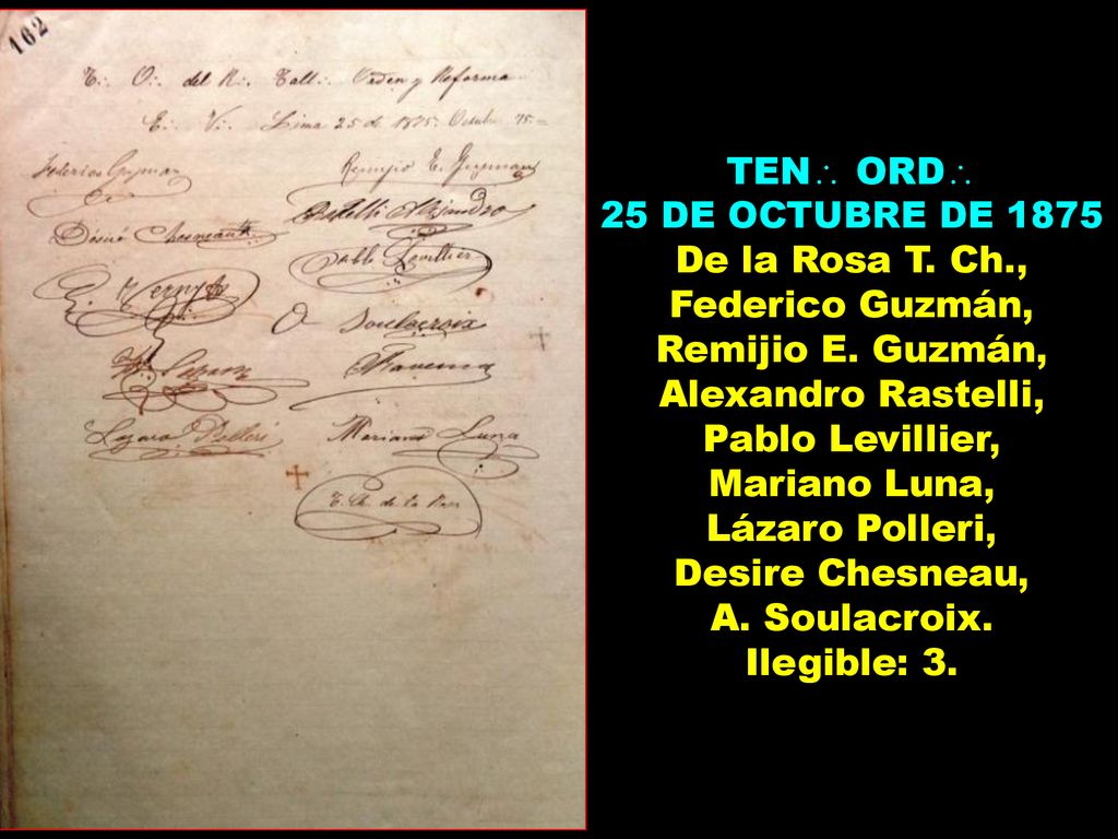 TEN ORD 25 DE OCTUBRE DE De la Rosa T. Ch., Federico Guzmán, Remijio E. Guzmán, Alexandro Rastelli, Pablo Levillier,