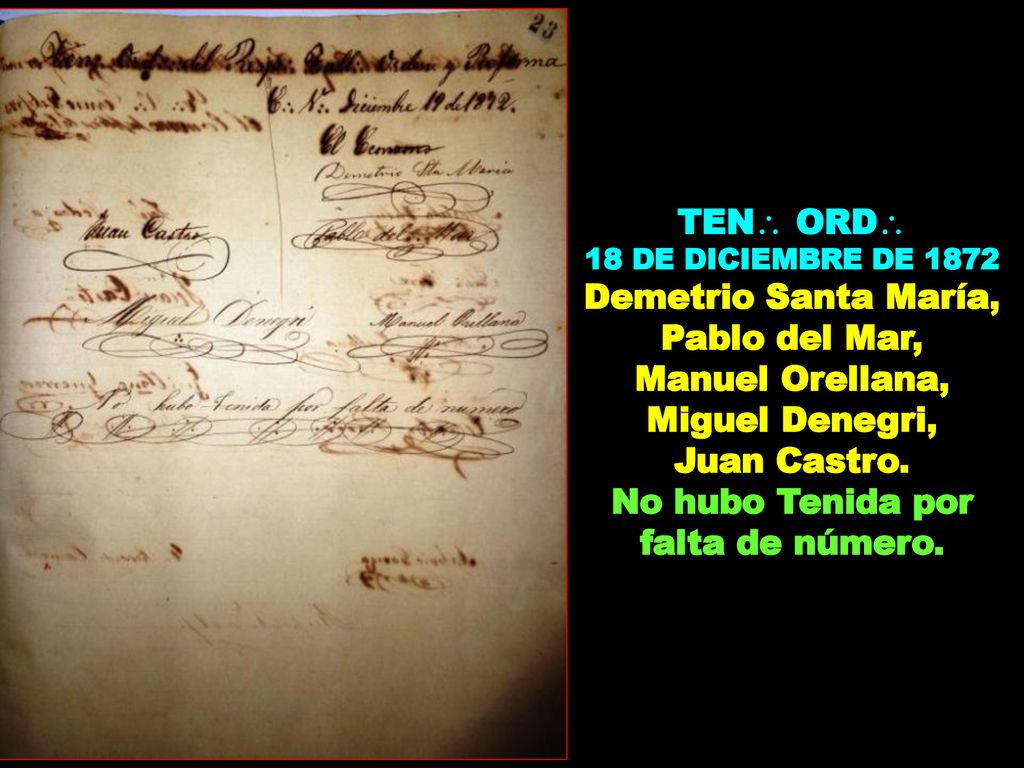 Demetrio Santa María, Pablo del Mar, Manuel Orellana, Miguel Denegri,