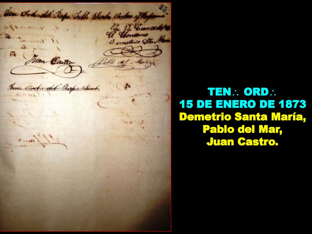 15 DE ENERO DE 1873 Demetrio Santa María, Pablo del Mar,