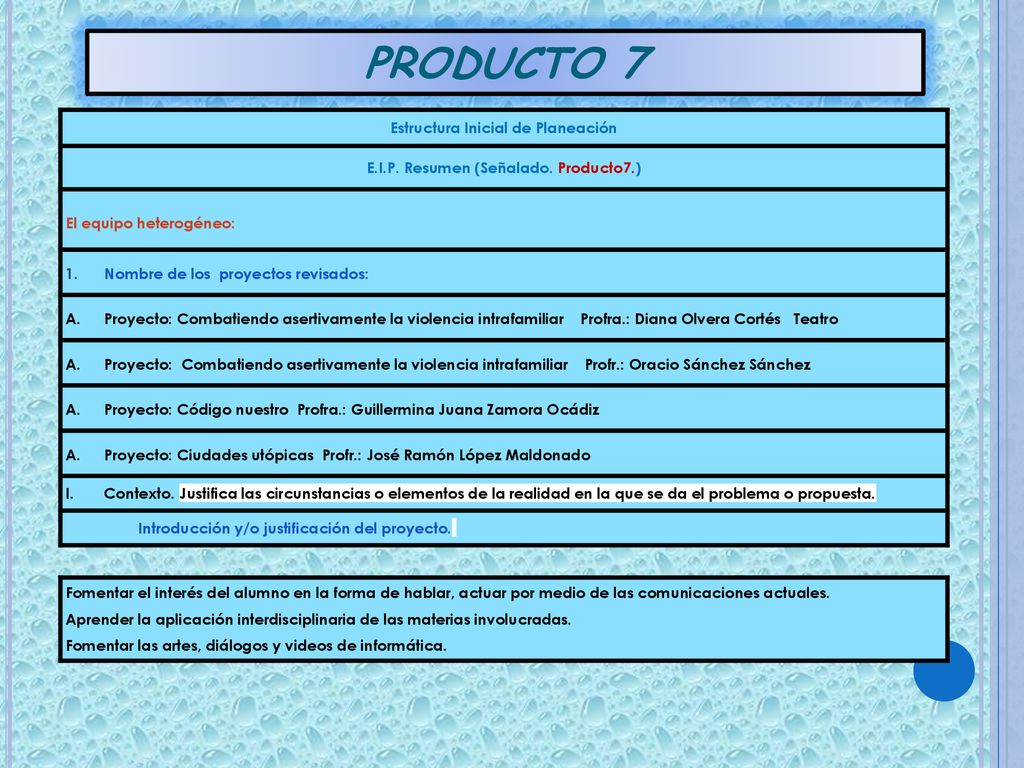Estructura Inicial de Planeación E.I.P. Resumen (Señalado. Producto7.)