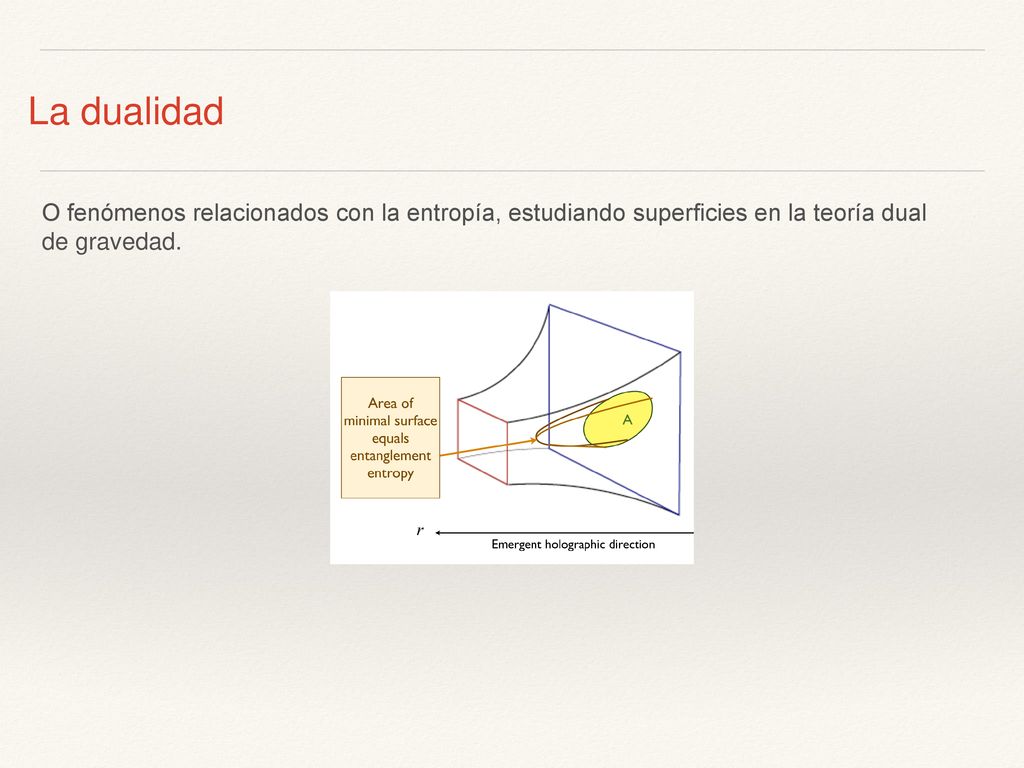 La dualidad O fenómenos relacionados con la entropía, estudiando superficies en la teoría dual de gravedad.