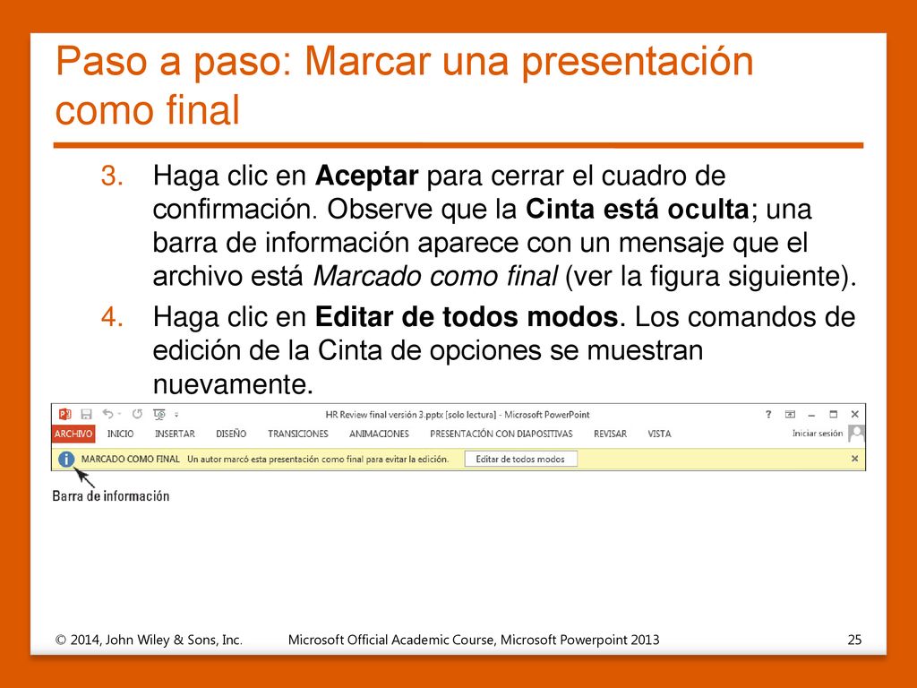 Paso a paso: Marcar una presentación como final