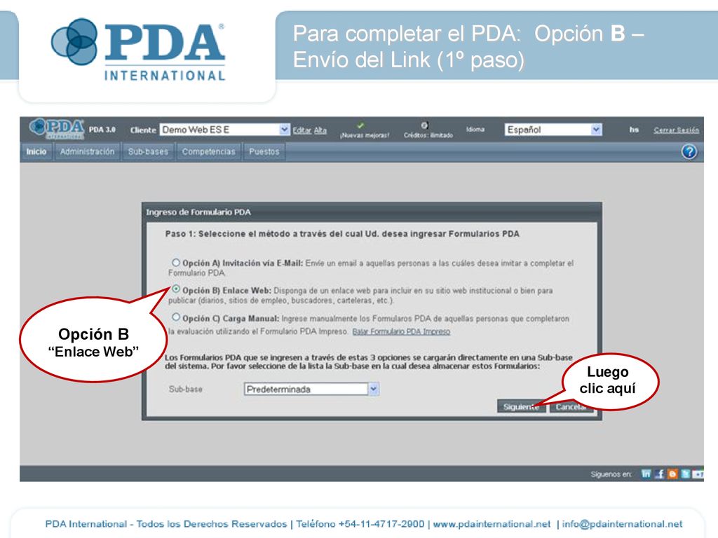 Para completar el PDA: Opción B – Envío del Link (1º paso)