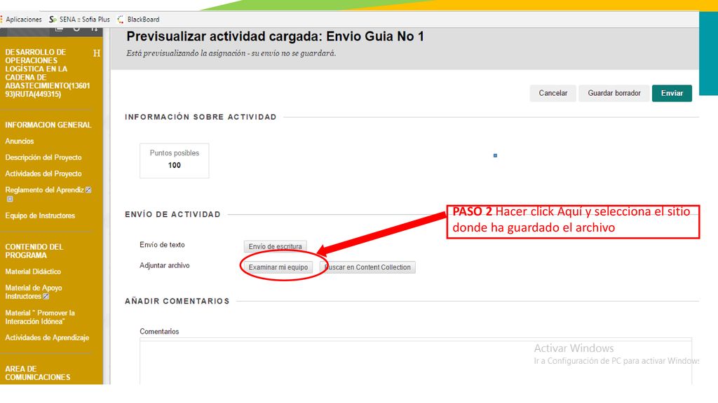 PASO 2 Hacer click Aquí y selecciona el sitio donde ha guardado el archivo