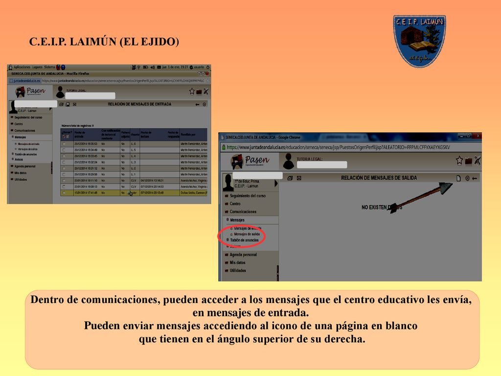 Pueden enviar mensajes accediendo al icono de una página en blanco