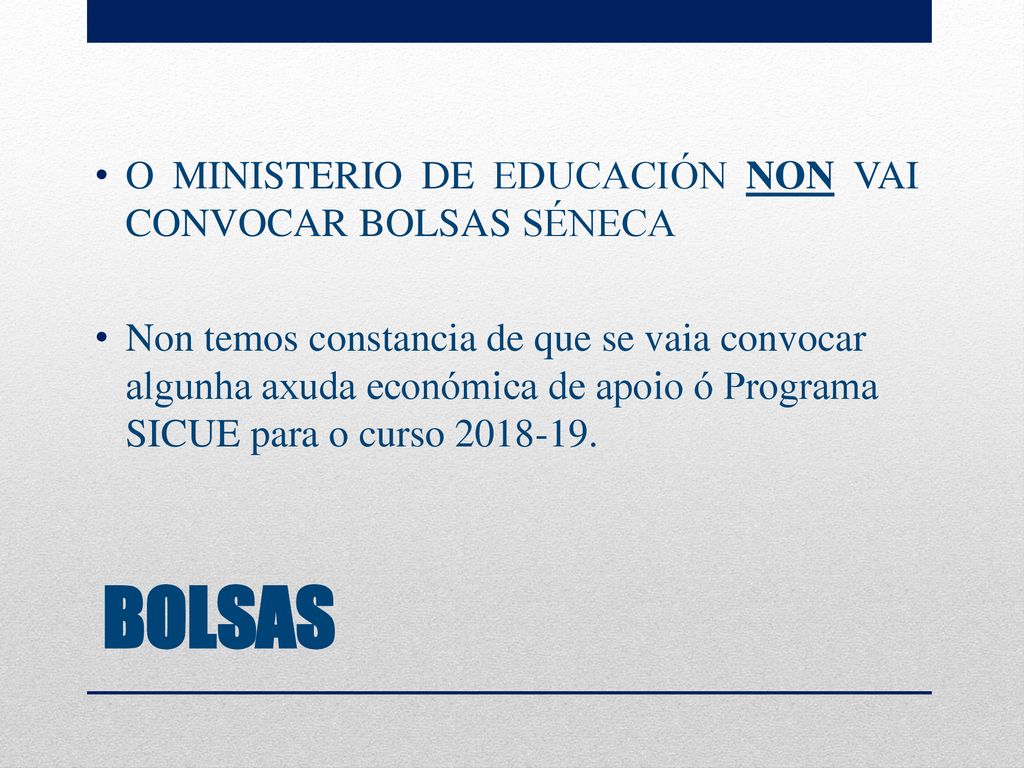 BOLSAS O MINISTERIO DE EDUCACIÓN NON VAI CONVOCAR BOLSAS SÉNECA