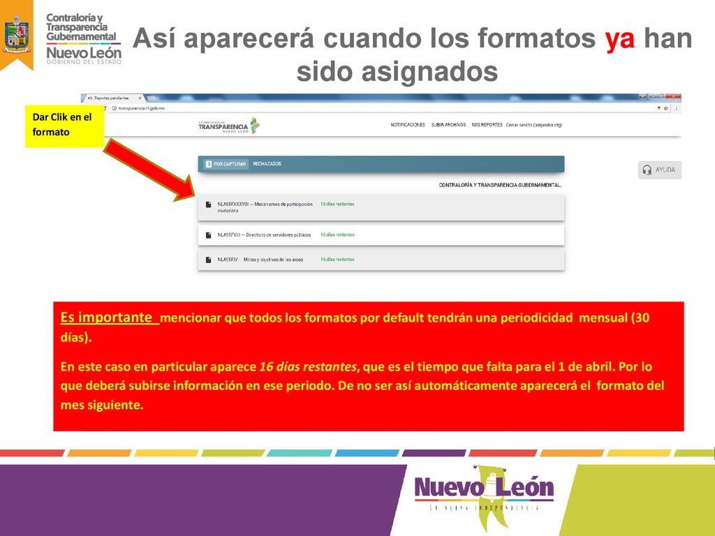 Así aparecerá cuando los formatos ya han sido asignados